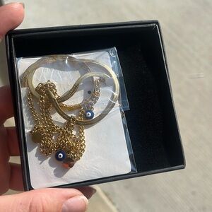 Hearingbone and evil eye 🧿 layering necklace